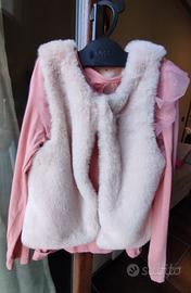 completo bambina pelliccetta e t-shirt maniche lun