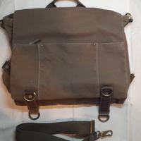 Borsa messenger vintage in tela e cuoio tracolla