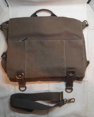 Borsa messenger vintage in tela e cuoio tracolla