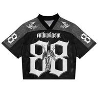 T-shirt da baseball nera e buanca stile vintage