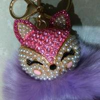 Portachiavi a forma di gattino rosa e lilla