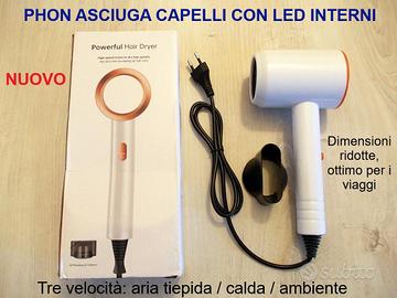 Phon Asciugacapelli NUOVO con LED da viaggio casa