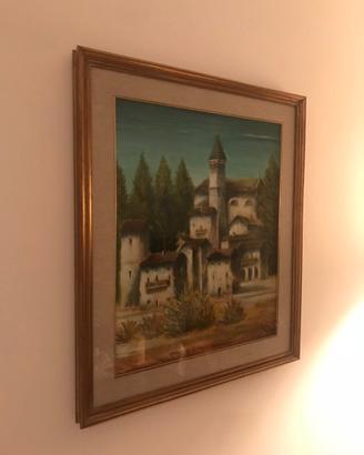 Quadro '900 paesaggio ed elegante cornice dorata