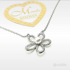 Collana fiore Monella Bijoux acciaio perla