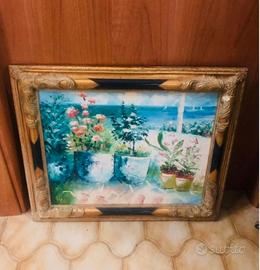 Dipinto Fiori in Primavera con cornice vintage