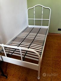 Letto singolo ferro bianco materasso e doga incl