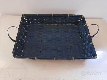 Cestino vassoio portaoggetti intrecciato blu navy