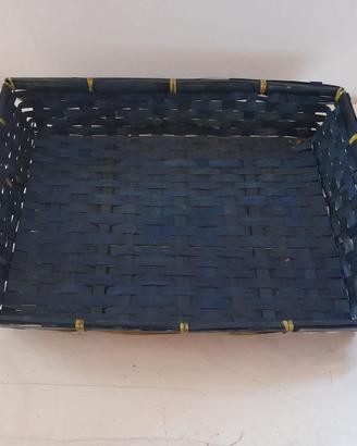 Cestino vassoio portaoggetti intrecciato blu navy