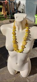 Collana agata gialla con orecchini