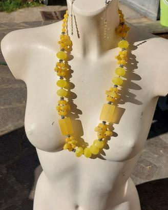 Collana agata gialla con orecchini