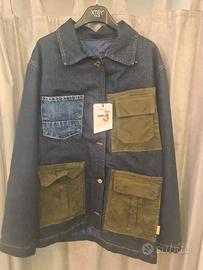 giubbotto displaj jeans inserti militari large