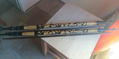 Set di Bastoni x Tende Vintage in Bambù e Legno 