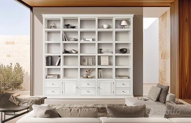 LIBRERIA, ESPOSITORE, PARETE ATTREZZATA LACCATA.