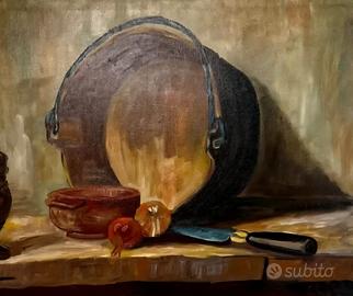 Quadro natura morta vintage  olio su tela firmato