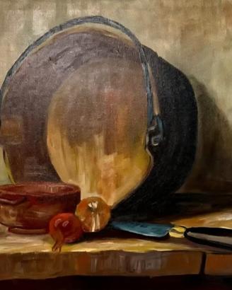 Quadro natura morta vintage  olio su tela firmato