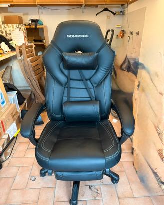 Sedia Gaming/ufficio SONGMICS Poggiapiedi/reclin