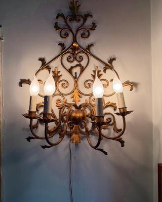 Applique a 4 e 3 luci in ferro lavorato