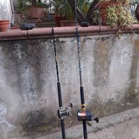 canne per pesca d'altura con mulinelli