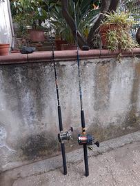 canne per pesca d'altura con mulinelli