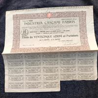 Certificato azionario storico molto raro Industria
