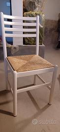 4 sedie laccate bianco impagliate perfette