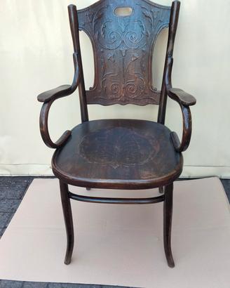 Sedia poltroncina in legno curvato FISCHEL Vienna 