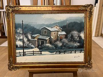 Quadro Vincenzo di Giorgio paesaggio innevato