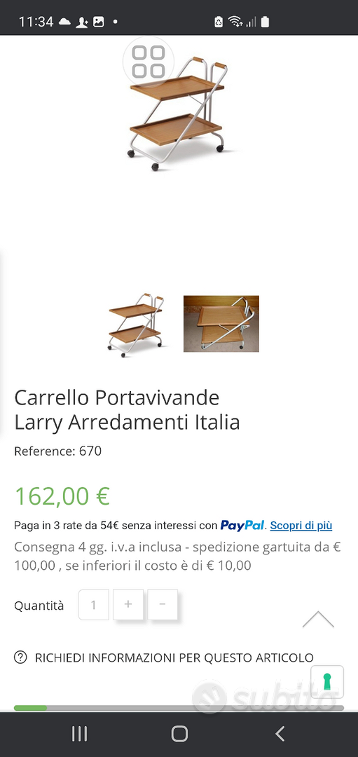 Carrello Portavivande Larry Arredamenti Italia