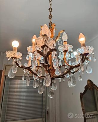 Lampadario antico a gocce - antiquariato 