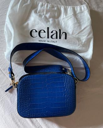 Borsa vera pelle blu elettrico effetto coccodrillo