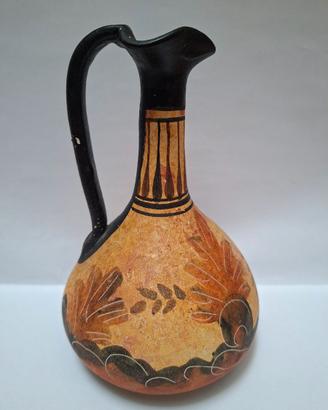 Anfora in terracotta decorata artigianale vintage