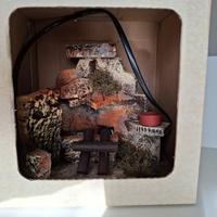 Presepe , focolare illuminato