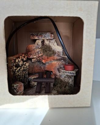 Presepe , focolare illuminato