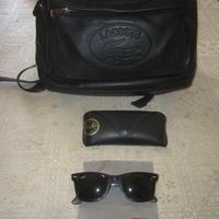 ZAINO-LACOSTE-IN PELLE NERO++OCCHIALI SOLE RAY-BAN