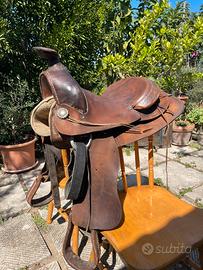 Sella western in cuoio vintage completa 14”