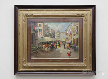 Quadro Vincenzo Curtiello Mercato di Napoli Olio