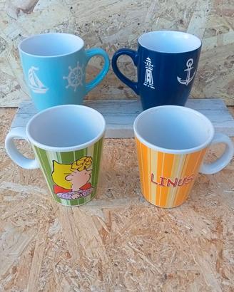 Lotto 4 Tazze MUG Peanuts Linus Sally + Tema Mare