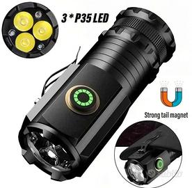 🔦 torcia led ricaricabile USB - 3 LED - NUOVA 🔋