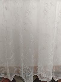 Tenda in tulle ricamato cm. 300x295 colore bianco