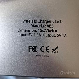 Sveglia Digitale LED con Caricatore Wireless Integ