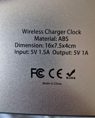 Sveglia Digitale LED con Caricatore Wireless Integ
