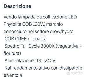 lampada coltivazione talee
