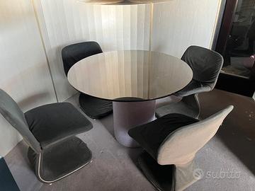 vintage anni 70' tavolo cristallo + 4 poltroncine