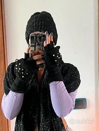 Set Invernale Glamour in Maglia Nera con Lurex Arg