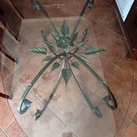 tavolinetto ferro battuto e vetro 