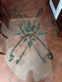 tavolinetto ferro battuto e vetro 