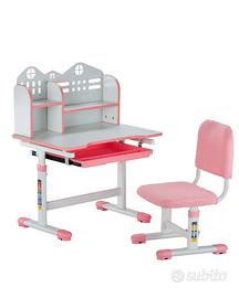 Set Scrivania e Sedia per Bambini Regolabile Rosa