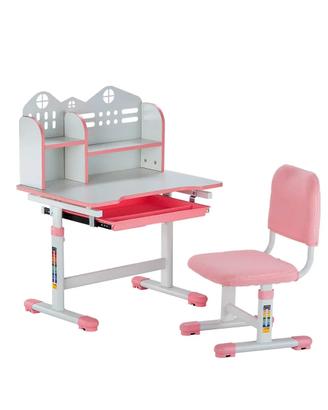 Set Scrivania e Sedia per Bambini Regolabile Rosa