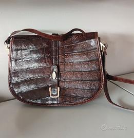 Borsa tracolla sella vero coccodrillo marrone vint