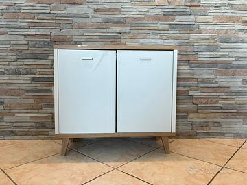 Mobile sottolavabo bianco e legno 60 cm